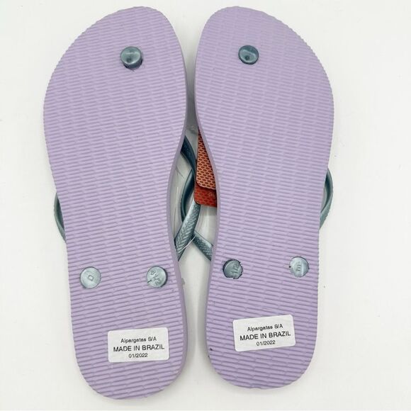 Haviannas Quiet Lilac Metallic Strap Slim Flip Flops US 11/12 - Picture 6 of 10